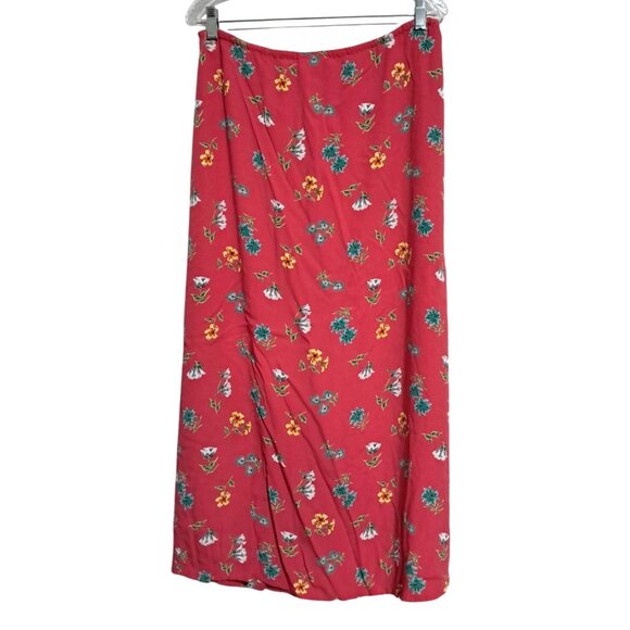90s Y2K Gap Floral Button-Down Ankle Skirt Womens L Maxi Full Length 100% Rayon - Picture 4 of 6